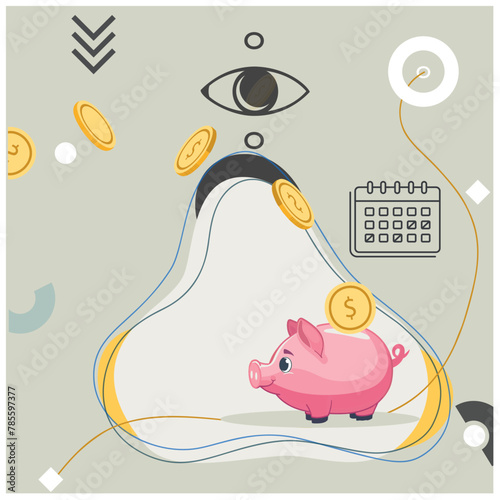 business concept illustration, vector illustration of savings, finance, banking, sale, creative concept web banner
