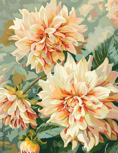 Soft and Dreamy Floral Painting Generative AI