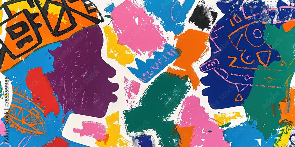 Fototapeta premium Colorful people concept for teamwork and collaboration with diversity and inclusion