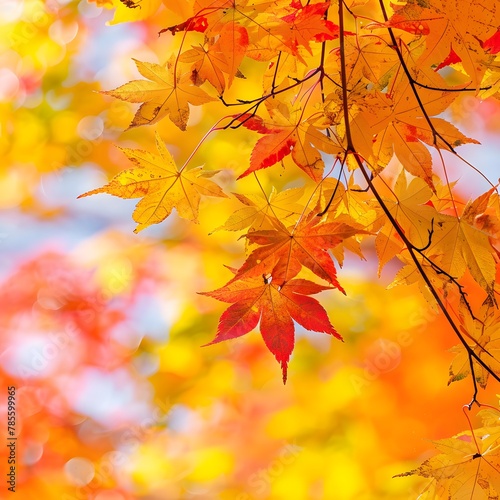 Vibrant Autumn Foliage - Stunning Panoramic Background for Seasonal Park Showcase and Nature s Beauty