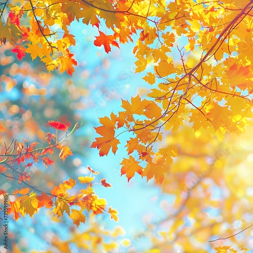 Vibrant Autumn Foliage - Stunning Panoramic Background for Seasonal Park Showcase and Nature's Beauty © Zelta