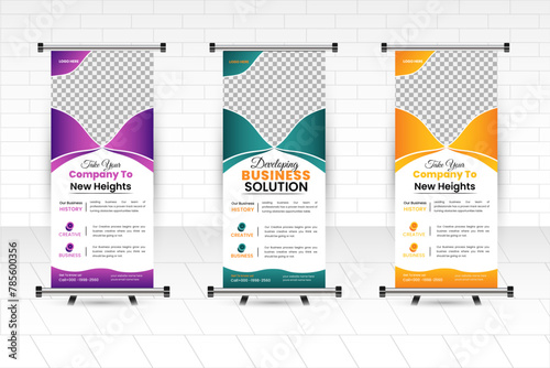 Any Size Banner & Roll up template. signage banner, presentation, catalog with touch creativity design in 30*70in Size. (ID: 785600356)