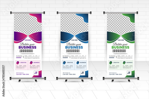 Signage Banner Template design. Annual report, banner, presentation, catalog with touch creativity design in 30*70in Size. (ID: 785600357)