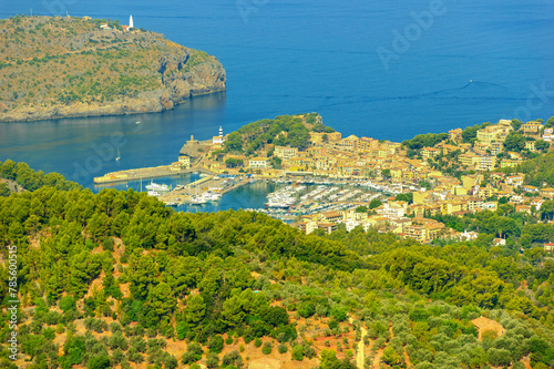 Panoramic view from above of the bay of Port de Soller
