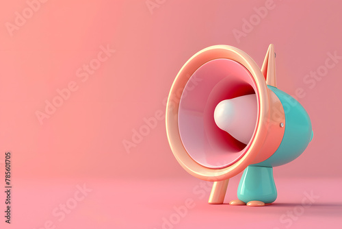 Cute 3D cartoon loudspeaker with space for text.