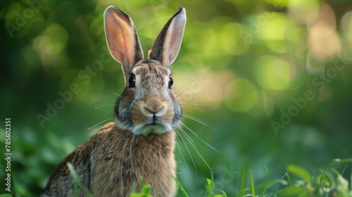 A close-up of a rabbits twitching nose, whiskers sensing the surrounding environment © crazyass