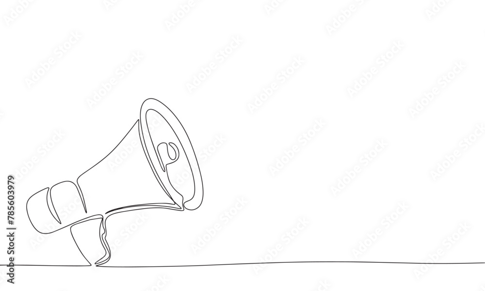 Loudspeaker one line continuous. Line art megaphone. Hand drawn vector art.