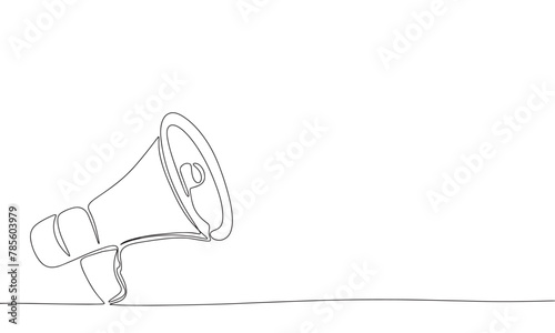 Loudspeaker one line continuous. Line art megaphone. Hand drawn vector art.