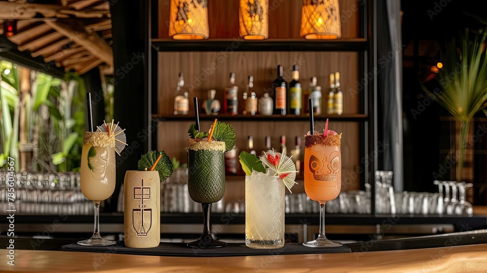 A lively mix of cocktails, each one a vibrant celebration of beachside life