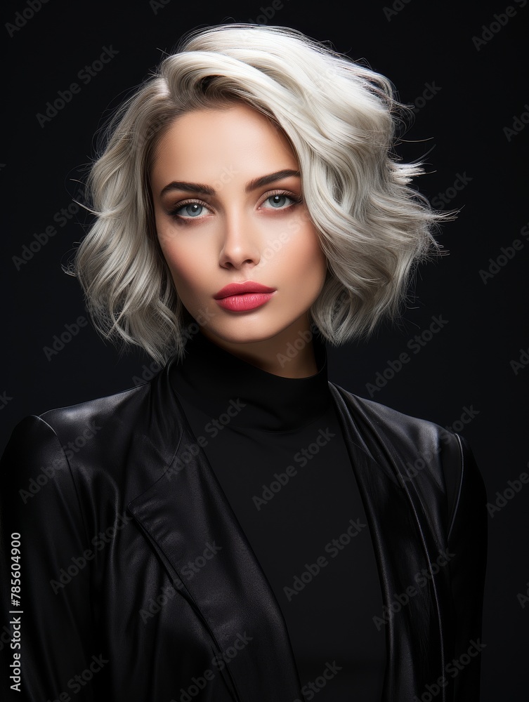 Woman With White Hair Wearing Black Jacket