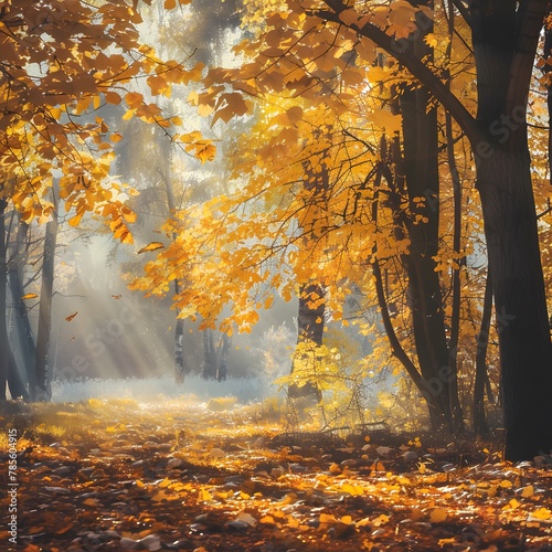 Golden Glow Forest - Serene Haven for Autumn Beauty and Nature s Splendor