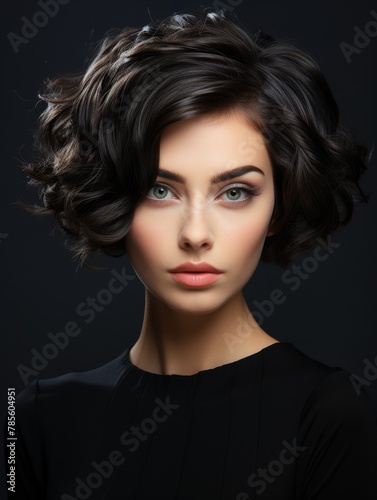 Woman With Short Hair in Black Shirt