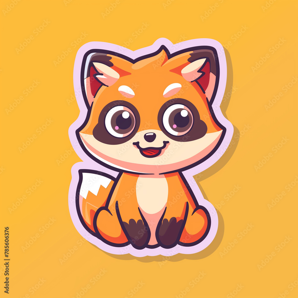 Cute animal sticker illustration poster