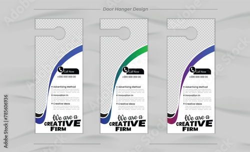 Minimal and Modern business marketing service door hanger design and layout template design