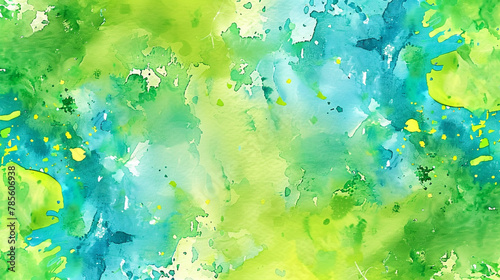 Coral reef vibrance in lime and turquoise watercolor, perfect for aquariums.