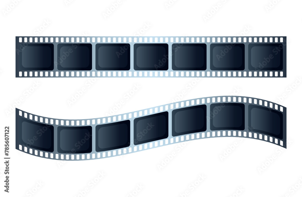Set of film strips or movie reels vector illustration on white background