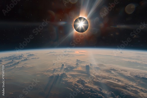 "Ethereal Solar Eclipse: Enigmatic Egg-shaped Shadow Illuminated by Sun's Rays"