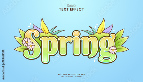 decorative editable spring season text effect vector design
