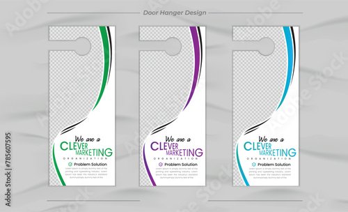 Minimal and Modern business marketing service door hanger design and layout template design