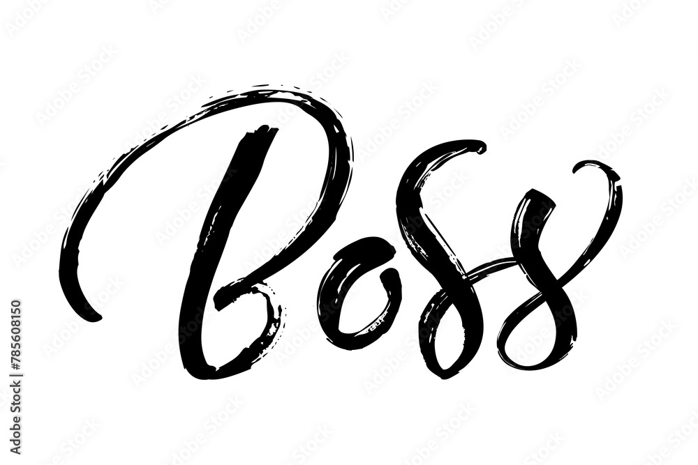 Hand drawn text Boss lettering vector illustration Hand drawn text Boss lettering vector illustration