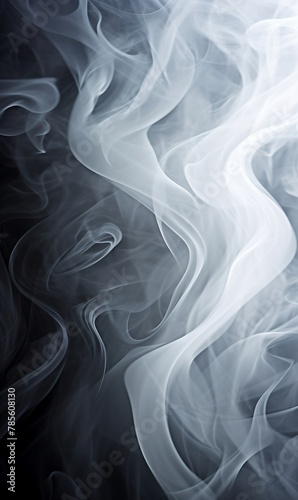 Smoky background, abstract white smoke on black background