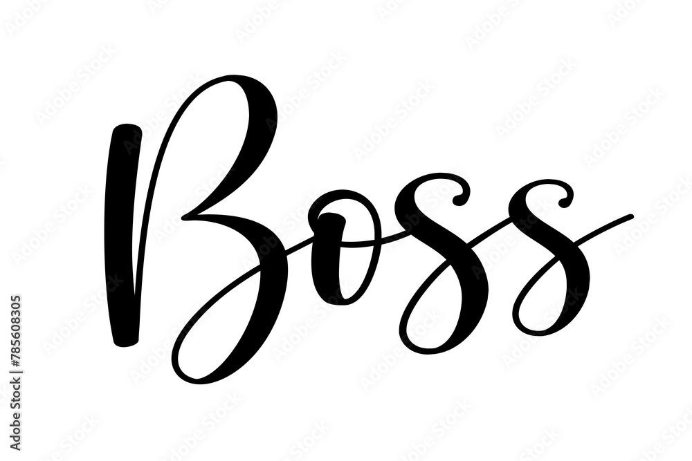 Hand drawn text Boss lettering vector illustration Hand drawn text Boss lettering vector illustration