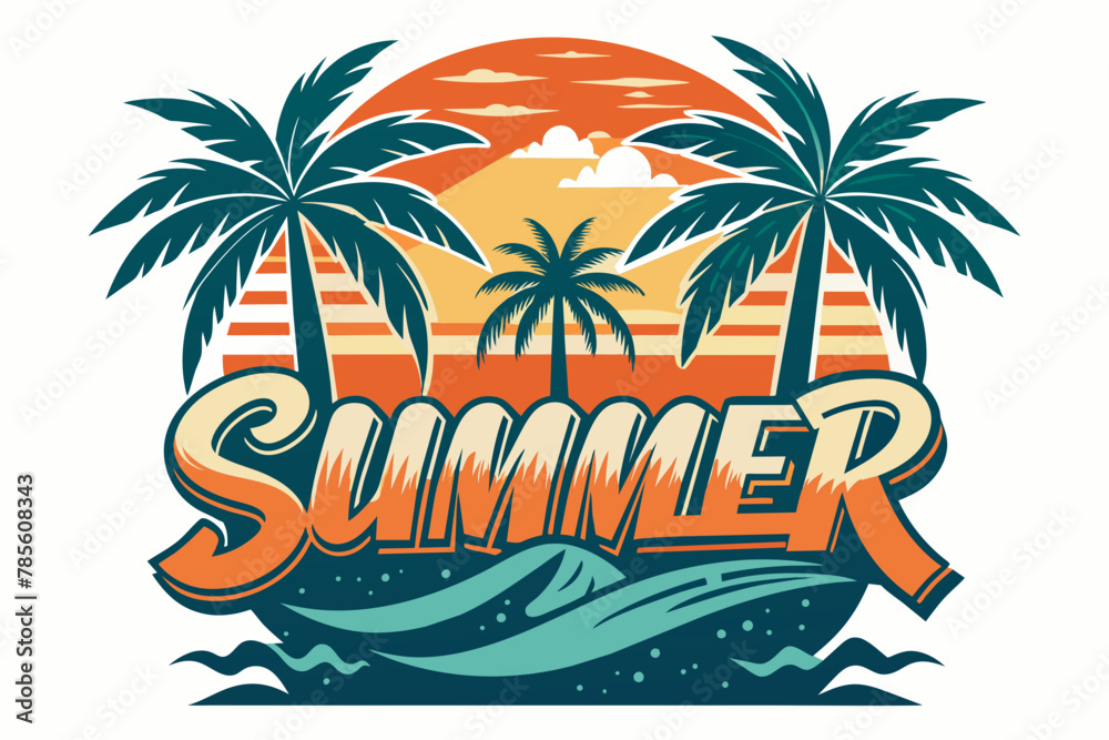 text--summer-vibes--poster-for-t-shirt-print-vector illustration