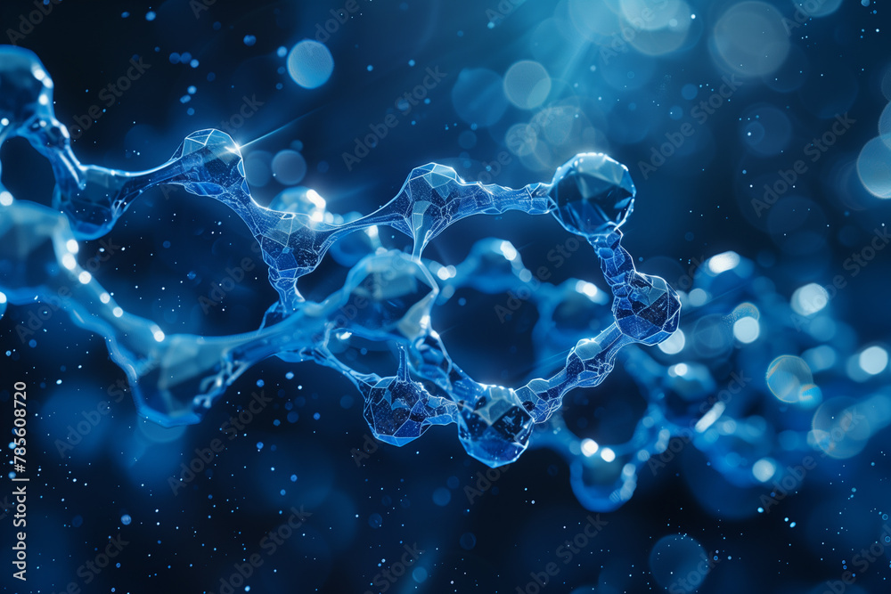 Obraz premium Captivating abstract molecule structure on blue background 