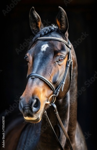Brown Horse With White Spot on Face © olegganko