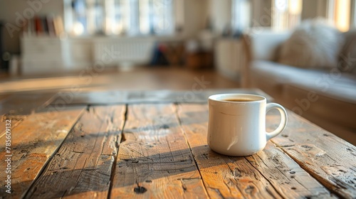A Cup of Coffee on Wooden Table