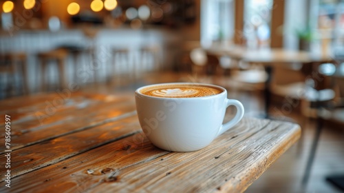 A Cup of Coffee on Wooden Table