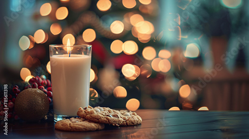 Christmas concept - cookies and milk left for Santa