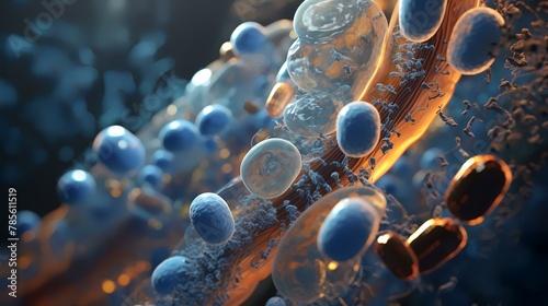 3D illustration of Bacteria infecting human cells. Bacteria infecting human cells. Bacteria infecting human cells. Bacteria infecting human cells. photo