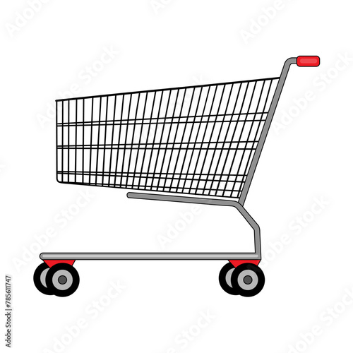 supermarket trolley flat vector illustration on white background