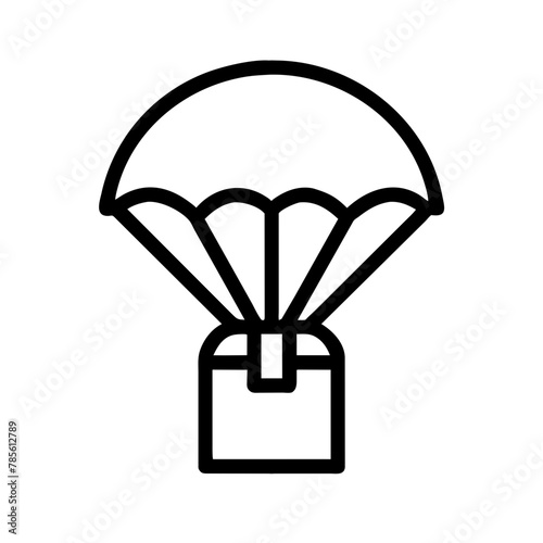 Parachute icon vector graphics element silhouette sign symbol illustration on a Transparent Background