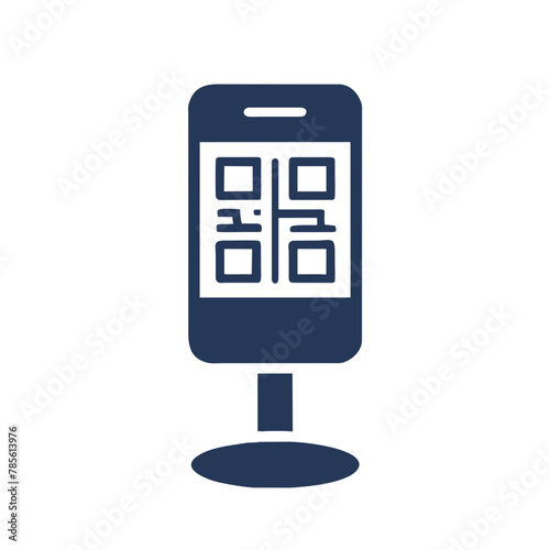 QR Code Scanner icon vector graphics element silhouette sign symbol illustration on a Transparent Background
