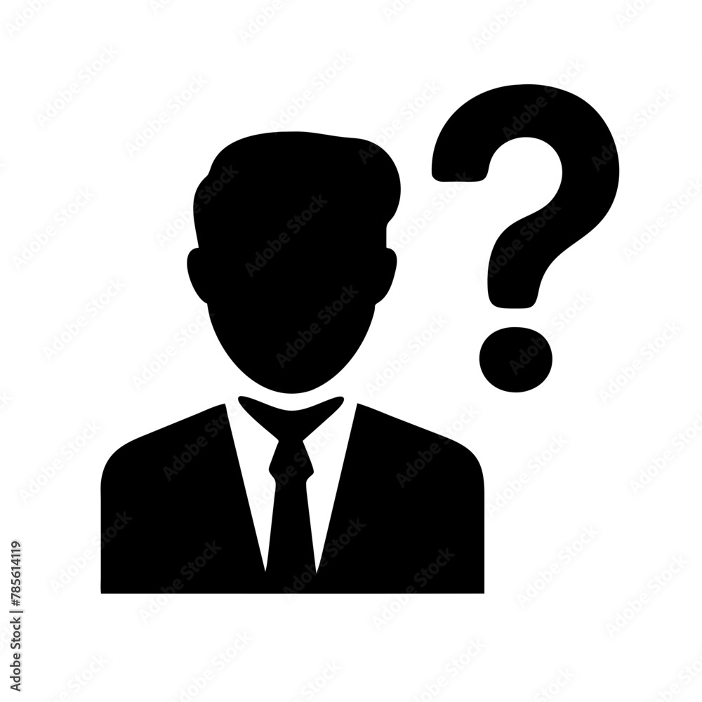 Man with Question Mark icon vector graphics element silhouette sign symbol illustration on a Transparent Background Man with Question Mark icon vector graphics element silhouette sign symbol illustration on a Transparent Background