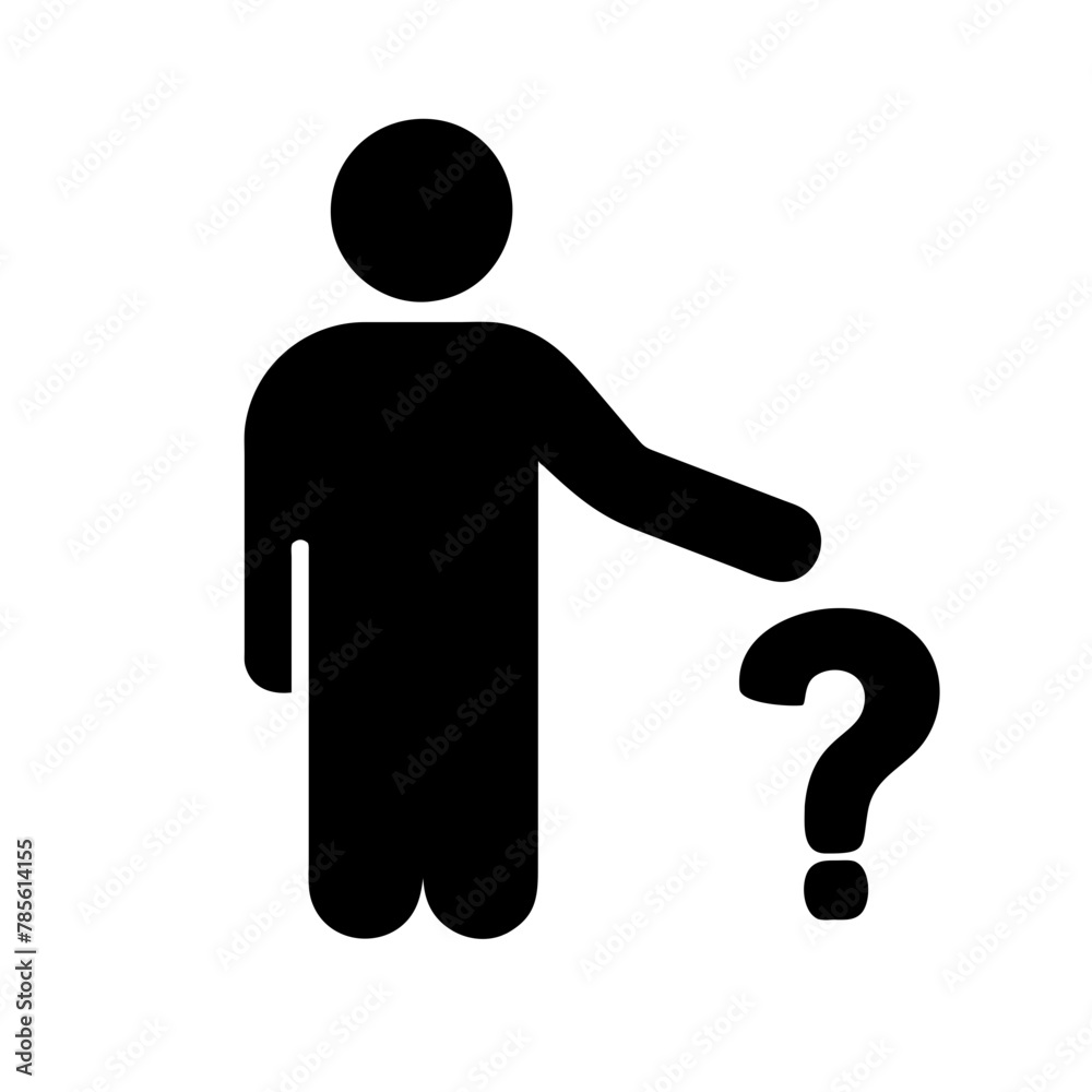 Man with Question Mark icon vector graphics element silhouette sign symbol illustration on a Transparent Background Man with Question Mark icon vector graphics element silhouette sign symbol illustration on a Transparent Background