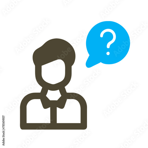 Man with Question Mark icon vector graphics element silhouette sign symbol illustration on a Transparent Background