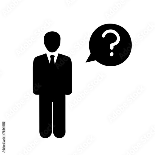 Man with Question Mark icon vector graphics element silhouette sign symbol illustration on a Transparent Background