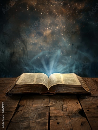 An open book radiating light, representing the illumination of knowledge found in the Scriptures 
