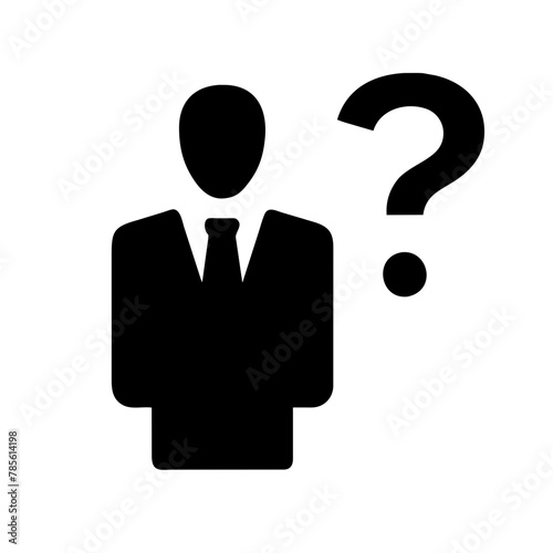 Man with Question Mark icon vector graphics element silhouette sign symbol illustration on a Transparent Background