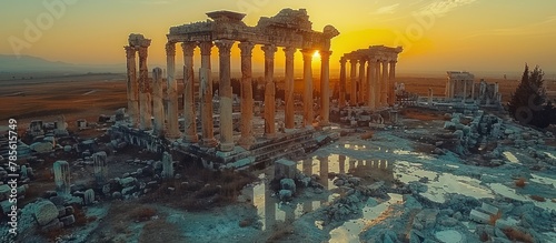 destroyed ancient city Hierapolis in Pamukkale, Turkey