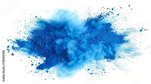 vibrant blue powder explosion effect isolated on white background abstract photo
