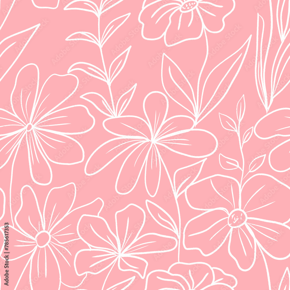 Floral seamless pattern with blossom flowers. Illustration for wedding invitations, wallpaper, textile, wrapping paper