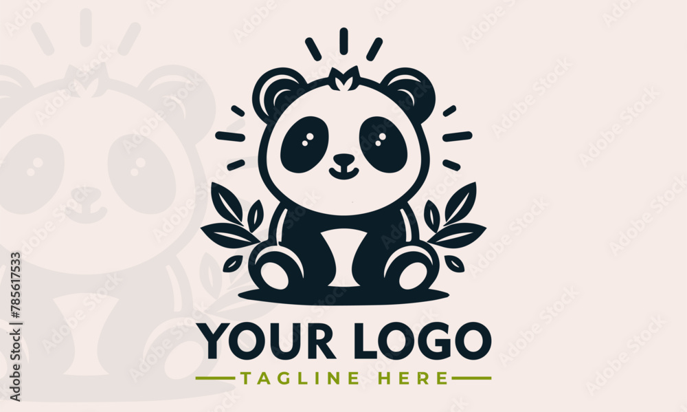 Panda vector logo vector Panda Minimalis logo for Small Business Branding Identity