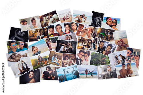 Pile of Printed Memories: A Couple's Journey in Photos