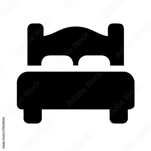 Bed icon vector graphics element silhouette sign symbol illustration on a Transparent Background