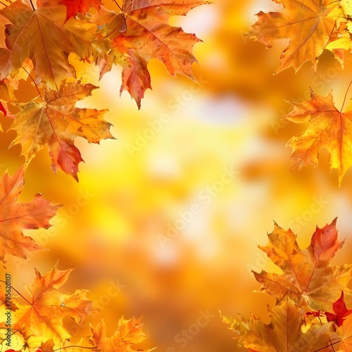 Autumn Glow  Vibrant Maple Leaves Frame in Golden Sunlight