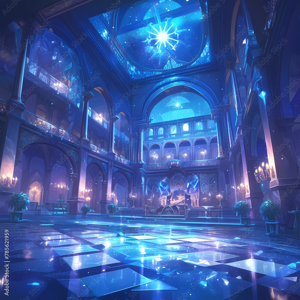 Step into a Realm of Magic with this Exquisite Ethereal Dance Hall. Let Your Fantasy Come Alive in Our Stunning Starlit Ballroom!